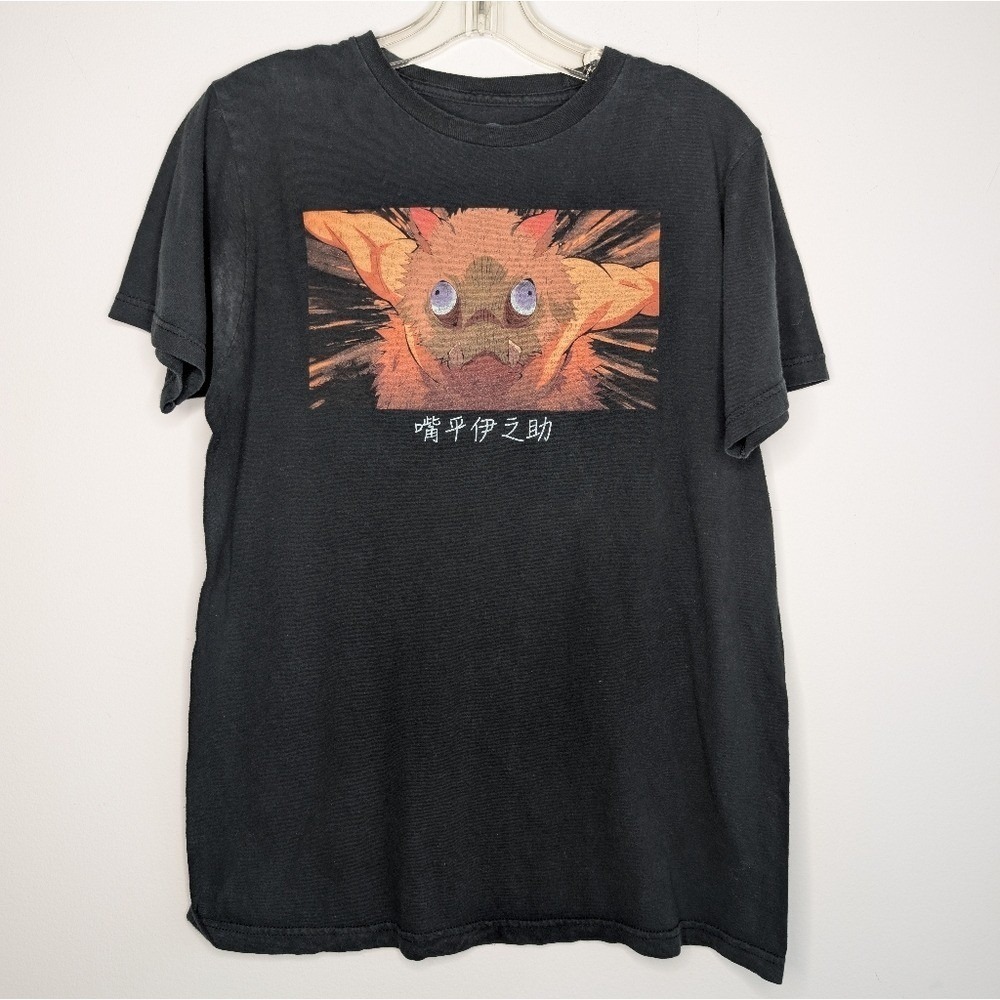 Demon Slayer Men's Medium Black Graphic Tee 100% Cotton Short‎ Sleeve
